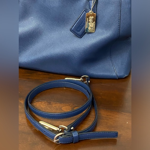 Coach Madison Christie Carryall Navy Blue Saffiano Leather Bag - Picture 4 of 16